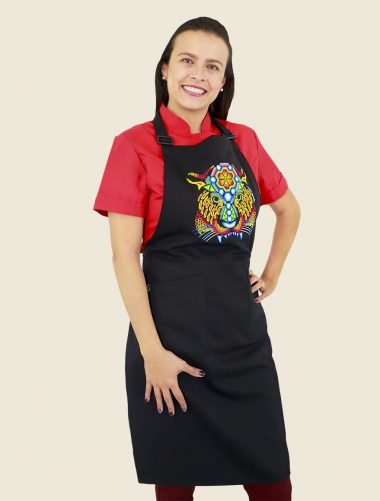 Mandil Peto Huichol Negro Dama